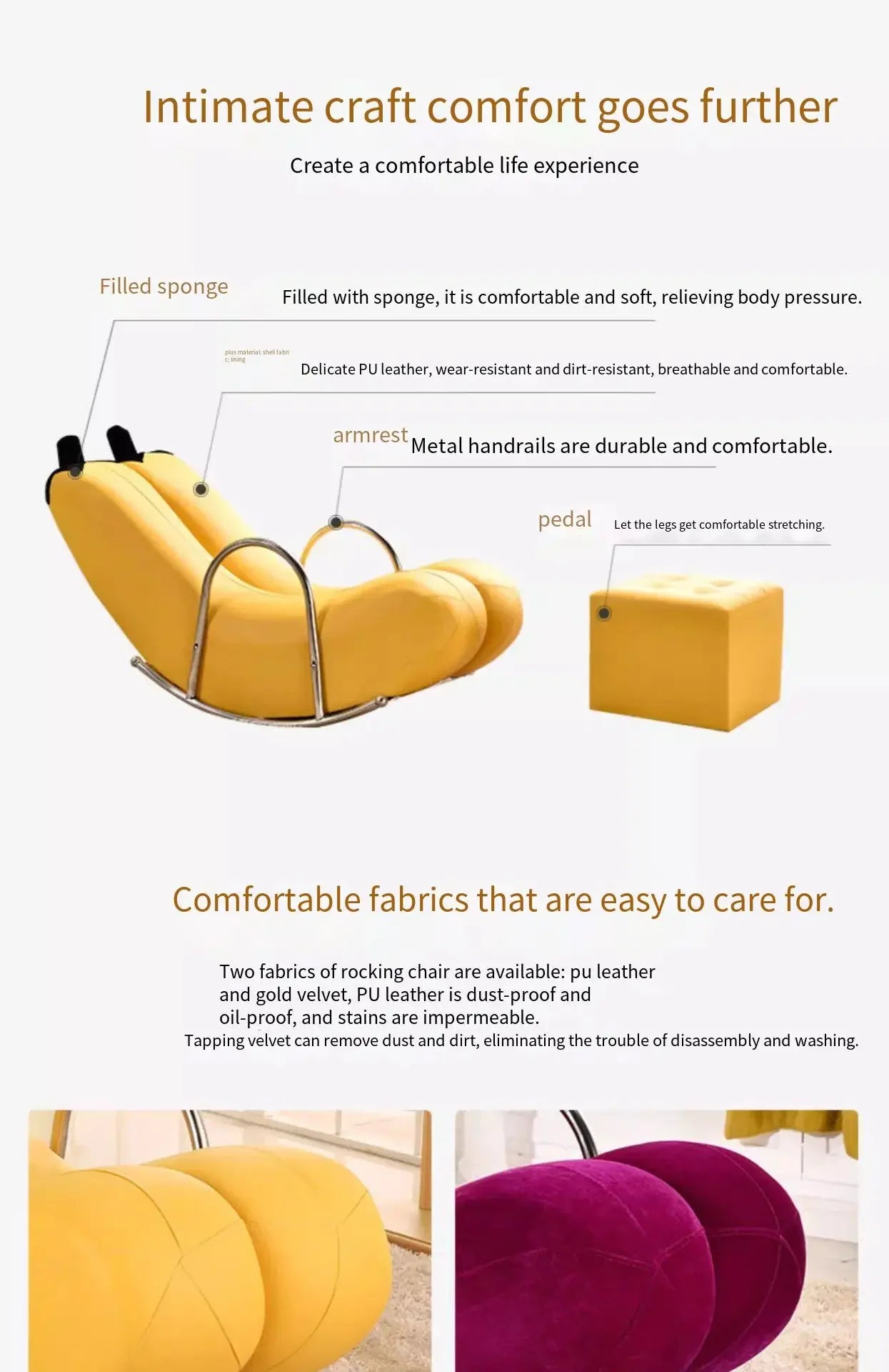 Go Bananas Rocking Chair - Six Colors, Faux Leather or Plush Design