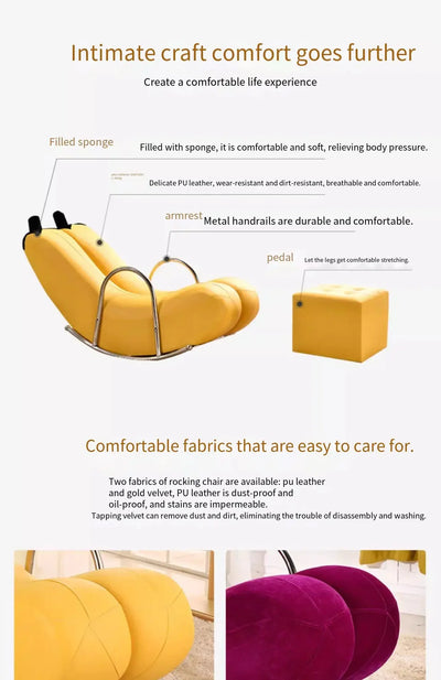 Go Bananas Rocking Chair - Six Colors, Faux Leather or Plush Design