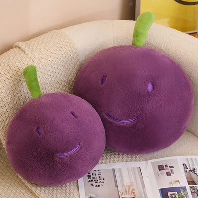 Purple Grape Plush Pillow – Kawaii Stuffed Fruit Toy