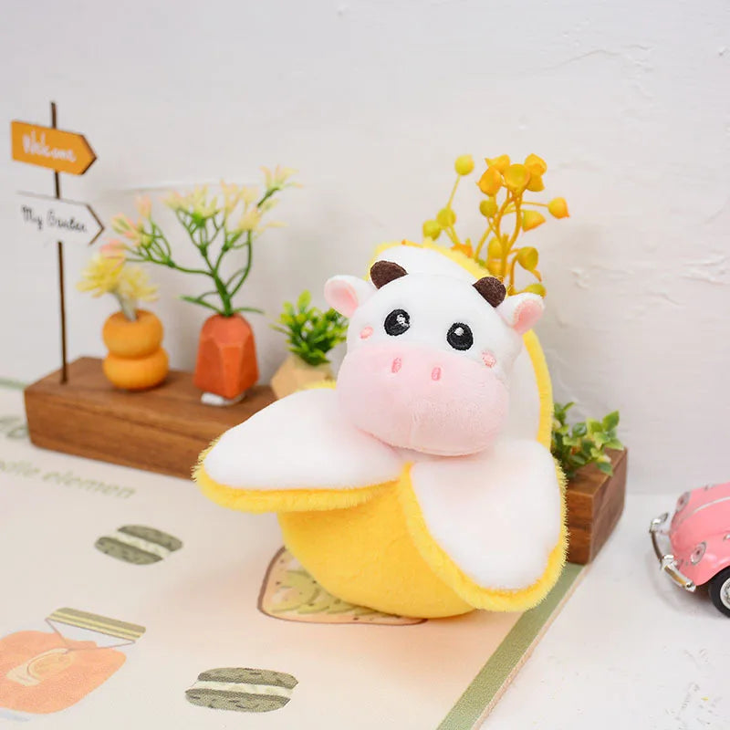 Banana Duck & Mango Cow Plush Keychain Pendant