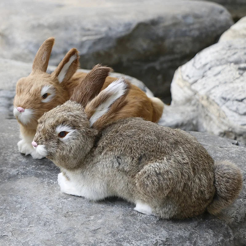 Lifelike Faux Fur Rabbit Toy – Realistic Stuffed Rabbit Figurine
