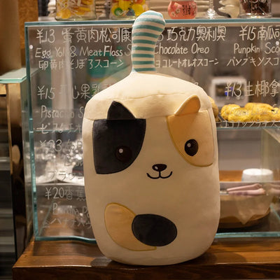 Plushie Bubble Tea in Tazza di Animale Plushie, Tre Animali, 9" | 23 centimetri