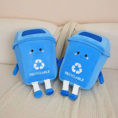 Plushie Recycle Bin – Cute Cartoon Trash Can Plush Toy Pillow, 12" | 30 cm