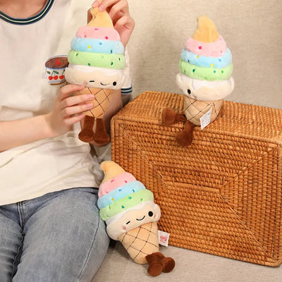 Ice Cream Cone Plush Toy – Kawaii Stuffed Sweet Dessert Doll