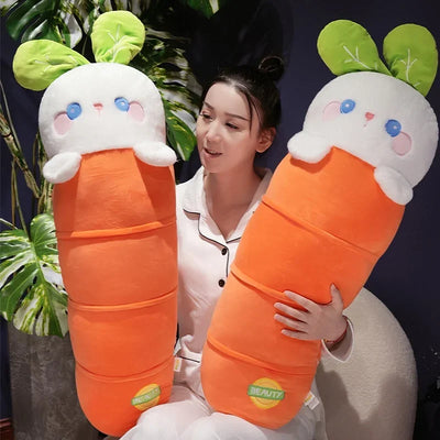Cute Bunny Plushies with Long Carrot, 24-39" | 60-100 cm – Soft Baby Toy