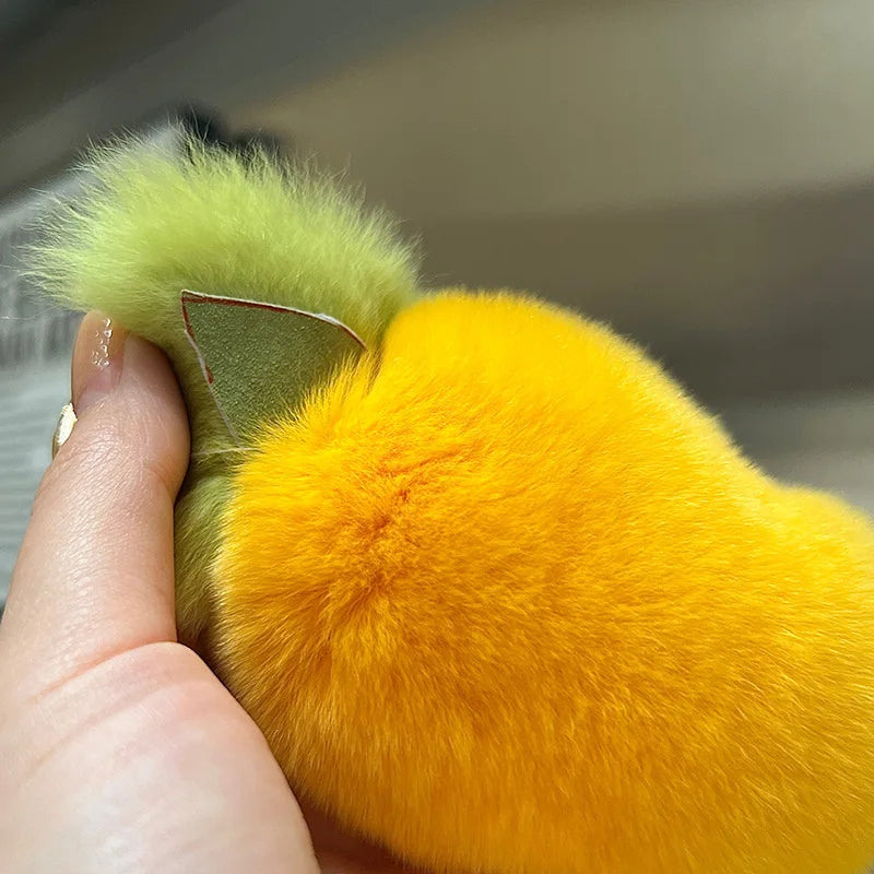 Mango Car Keychain – Real Fur Plush Otter Rabbit Pendant