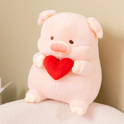 Peluche de Cerdo Sosteniendo un Corazón de San Valentín, 8-16" | 20-40 centímetros