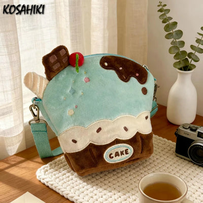 Kawaii Japanese Cartoon Patchwork Crossbody Bag – Y2K Style