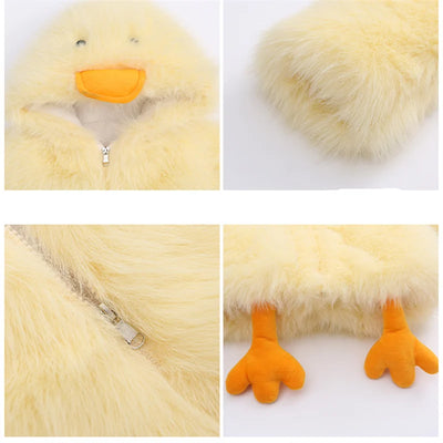 Duck-Themed Plush Hood Kids Jacket – Warm Cartoon Coat for Children