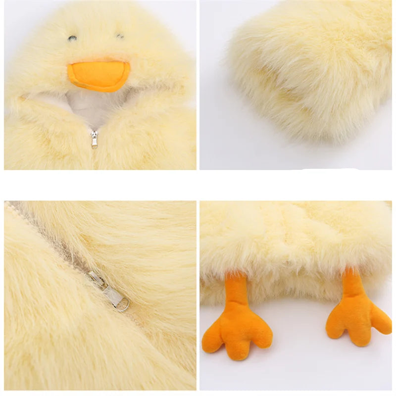 Duck-Themed Plush Hood Kids Jacket – Warm Cartoon Coat for Children