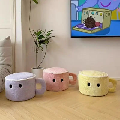 Big Eyes Water Cup Plush Cushion – Cartoon Floor Seating Block