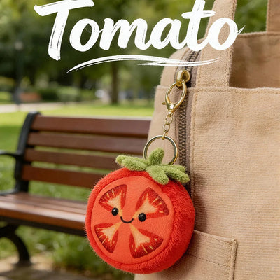 Kawaii Cartoon Tomato Plush Pendant – Soft Hanging Fruit Doll, 4" | 10 cm