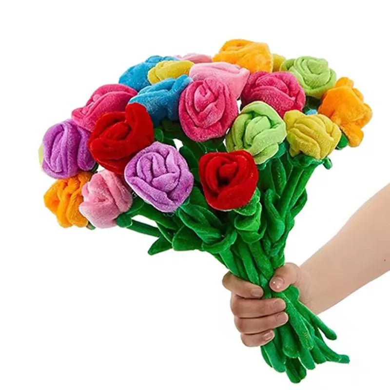Peluches de Rosa con Tallo, Nueve Colores, 13" | 32 centímetros