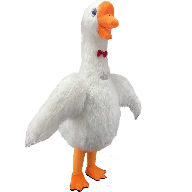 Costume Gonfiabile Bianco a Forma di Cigno in Peluche