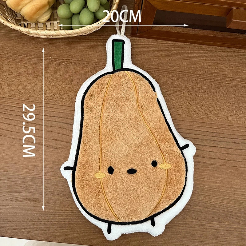 Kawaii Food Hand Towel – Soft Absorbent Kitchen Hanging Cloth