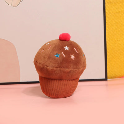 Cupcake Squeaky Dog Toy – Food-Themed Plush Pet Toy