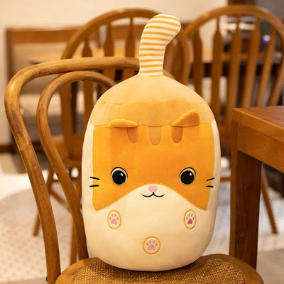 Plushie Bubble Tea in Tazza di Animale Plushie, Tre Animali, 9" | 23 centimetri