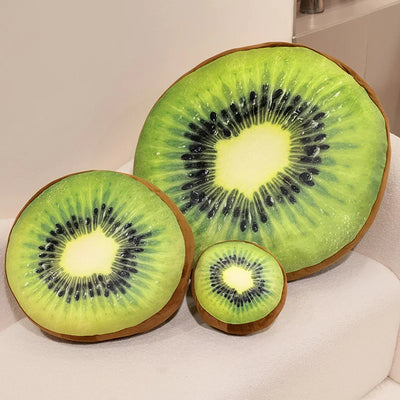 Round Kiwi Fruit Plush Floor Cushion, 8-24" | 20-60 cm