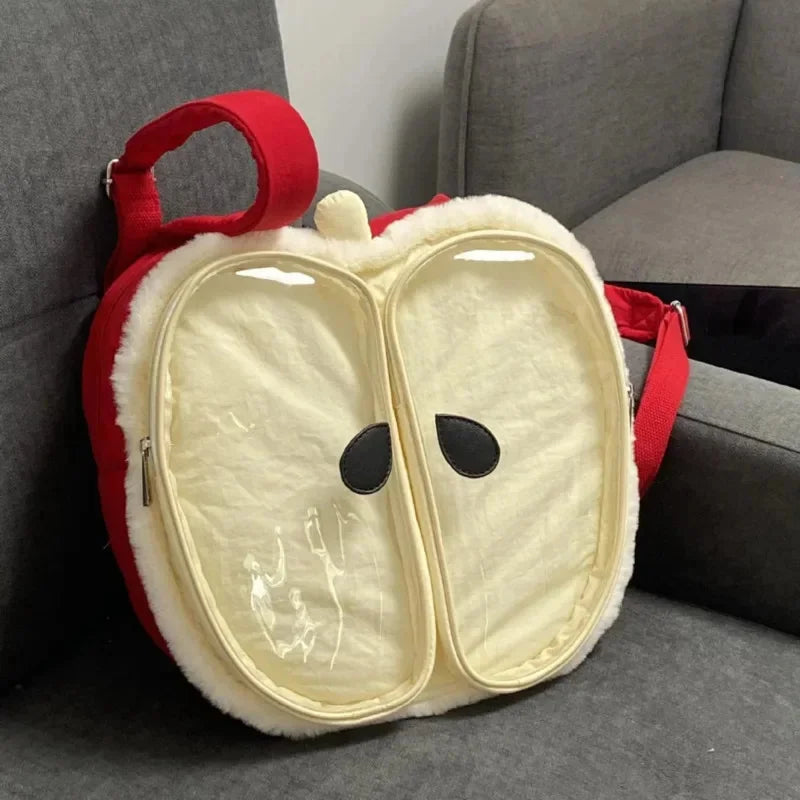Red Apple Plush Backpack – Y2K Kawaii Itabag Shoulder Bag