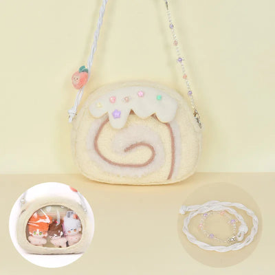Cake Roll Plushie Shoulder Bag, 11"x9" | 28x23 cm