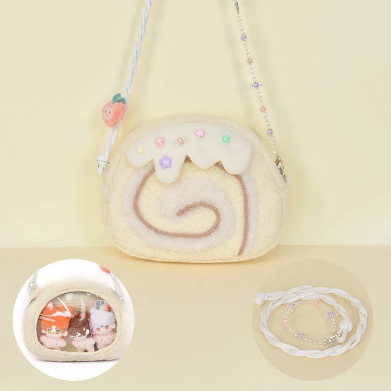 Cake Roll Plushie Shoulder Bag, 11"x9" | 28x23 cm