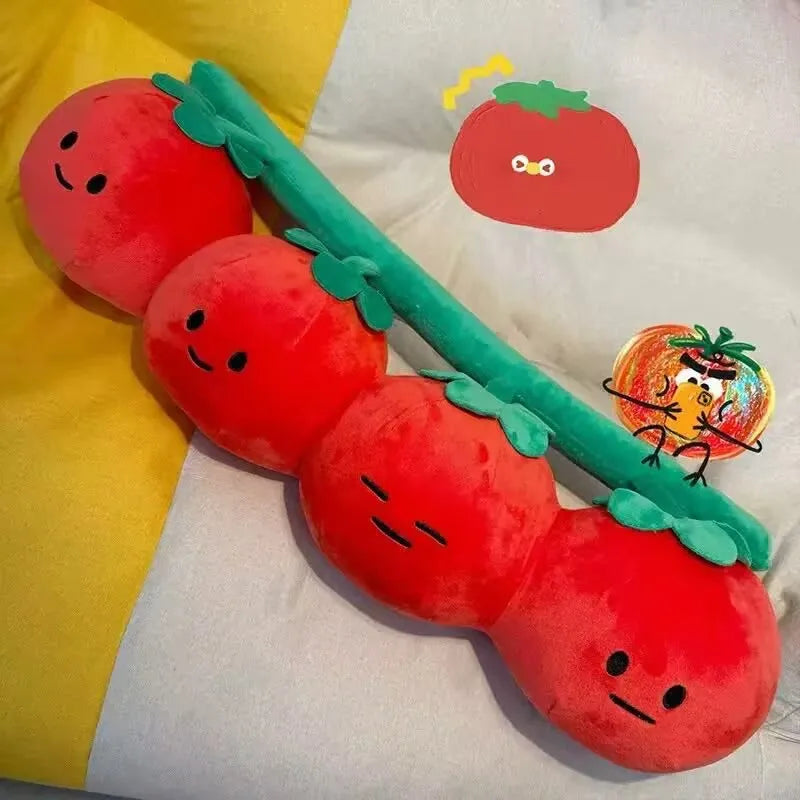Cluster Tomato Plush Pillow – Four Connected Tomatoes, 16" | 40 cm