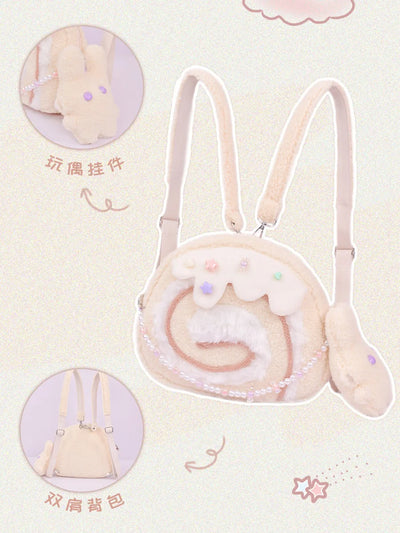 Cake Roll Plushie Shoulder Bag, 11"x9" | 28x23 cm