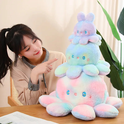 Plushie Reversible Tie-Dye Rabbit Octopus, 8-20" | 20-50 cm