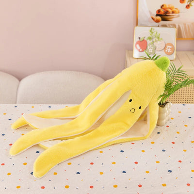 Banana Peel Plush Doll Pillow – Squishy Cute Fruit Stuffed Toy