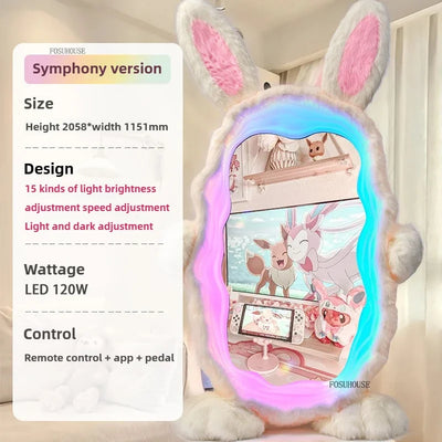 Miroir Géant en LED en Forme de Lapin | 93" x 53" (237 x 134 cm) | Verre Ultra HD 🐰✨