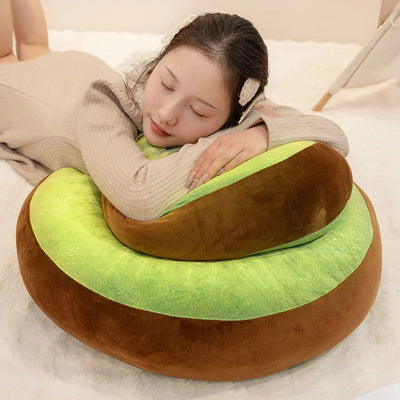 Round Kiwi Fruit Plush Floor Cushion, 8-24" | 20-60 cm