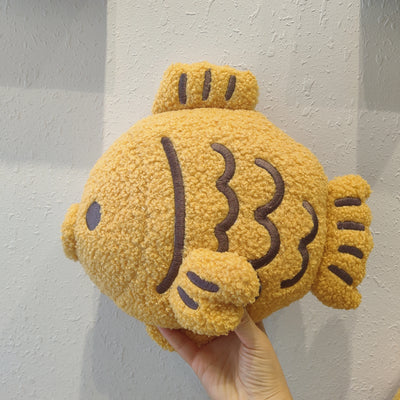 Taiyaki Fish Waffle Plushie – Japanese Street Food Pillow, 8-16" | 20-40 cm