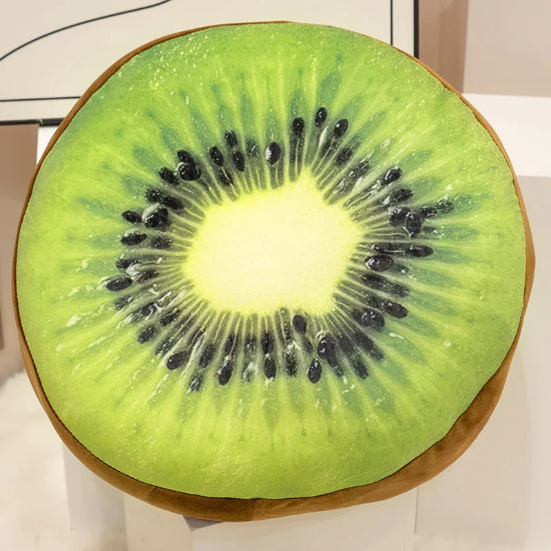 Round Kiwi Fruit Plush Floor Cushion, 8-24" | 20-60 cm