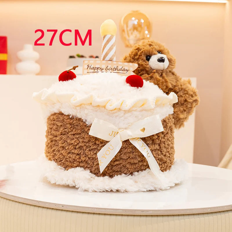 Simulation Cake Bear Plush Doll – Soft Kawaii Brown Bear Sleeping Pillow