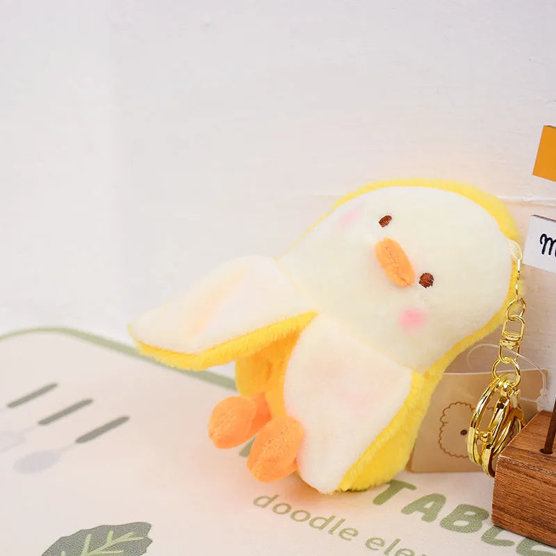 Banana Duck & Mango Cow Plush Keychain Pendant