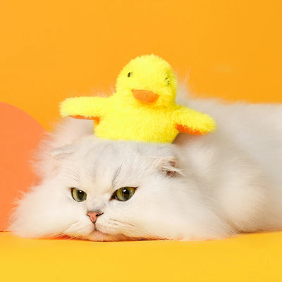 Jouet pour chat en peluche canard rechargeable avec battement, 6" | 15 cm