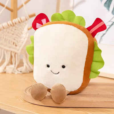 Kawaii Fast Food Plushies – Sandwich, Pizza, Taco & Fries, 8-11" | 20-28 cm