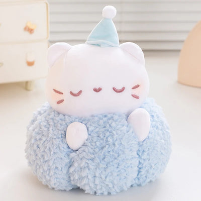 Kawaii Pumpkin Kitten Plush Toy – Soft Fluffy Chubby Appease Doll