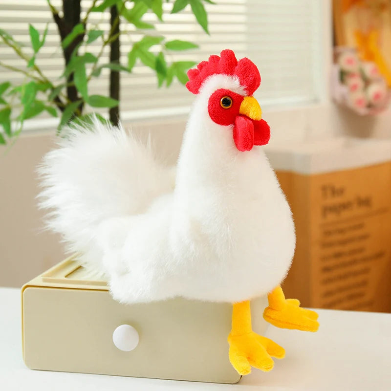 White Chicken & Rooster Plush Toys – Hen & Cock, 7-10" | 18-25 cm