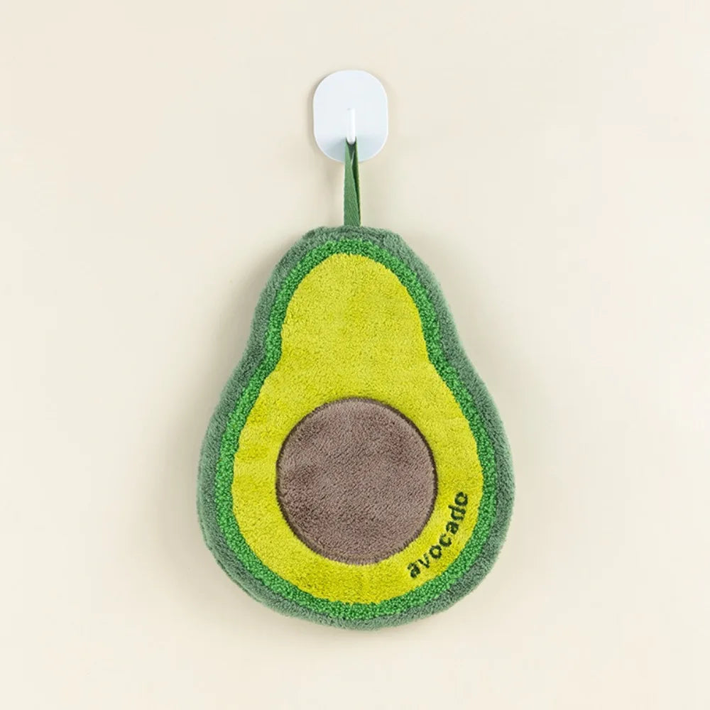 Cartoon Fruit Coral Fleece Hand Towel – Absorbent Hanging Kitchen Cloth