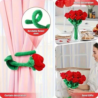 Peluches de Rosa con Tallo, Nueve Colores, 13" | 32 centímetros