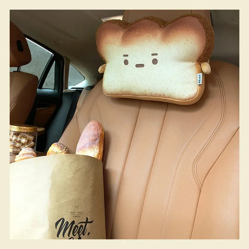 Toast-Shaped Car Headrest & Neck Pillow – Kawaii Car Seat Accessory