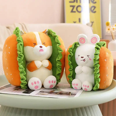 Corgi/Rabbit Kawaii come peluche hamburger, 10-16" | 25-40 centimetri