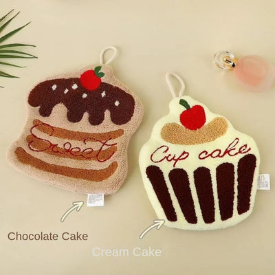 Cute Cake Hand Towel – Soft Hanging Kitchen & Bathroom Cloth