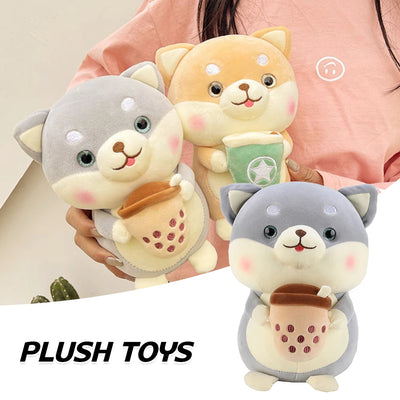 Plushie Shiba Inu che beve Bubble Tea, 2 stili, 8" | 20 centimetri