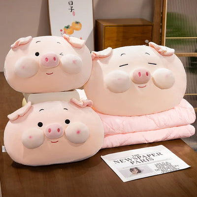 Soft Piggy Plush Pillow with Blanket, 16-20" | 40-50 cm