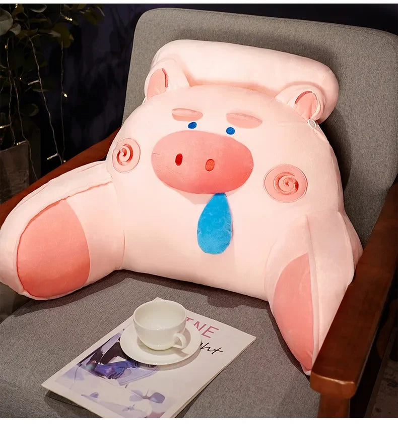 Pink Pig Backrest Headboard Pillow – Reading & Lounge Support