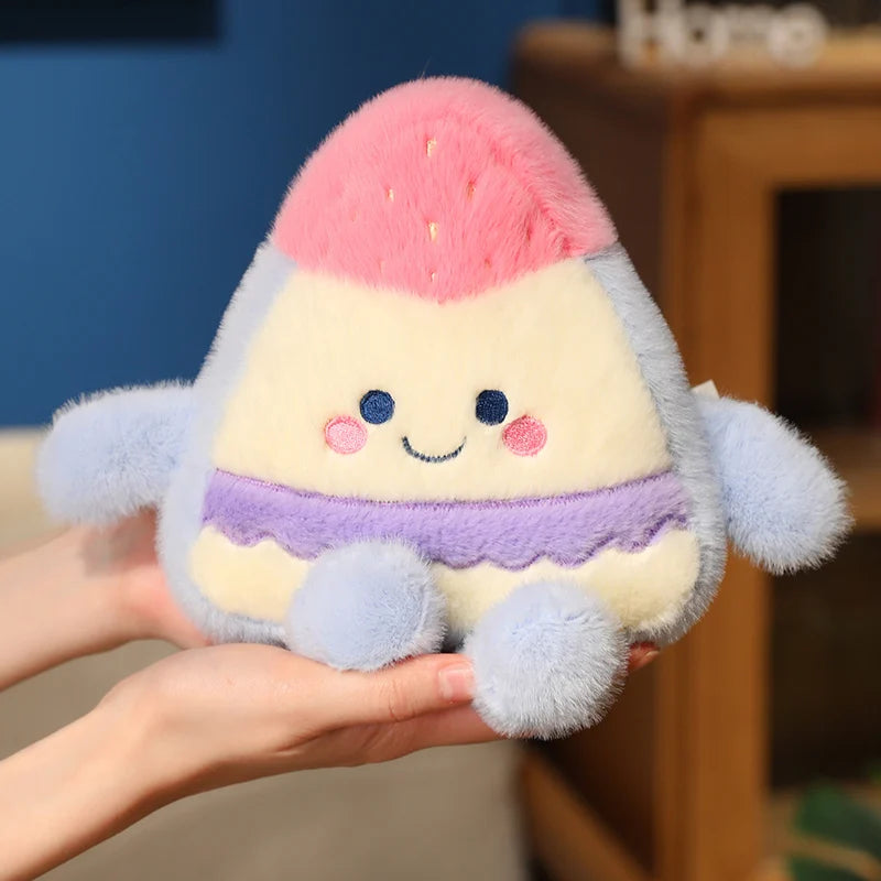 Kawaii Fruit Cake Plush Pillow – Strawberry, Blueberry & Grape Dessert Doll
