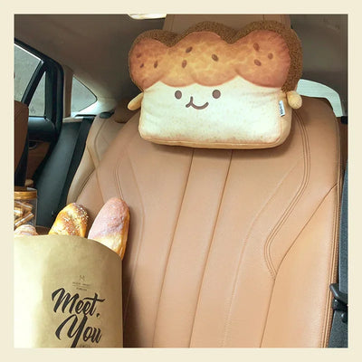 Toast-Shaped Car Headrest & Neck Pillow – Kawaii Car Seat Accessory