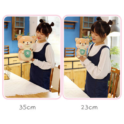 Plushie Shiba Inu che beve Bubble Tea, 2 stili, 8" | 20 centimetri